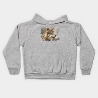 Grey Wolf Portrait Kids Hoodie